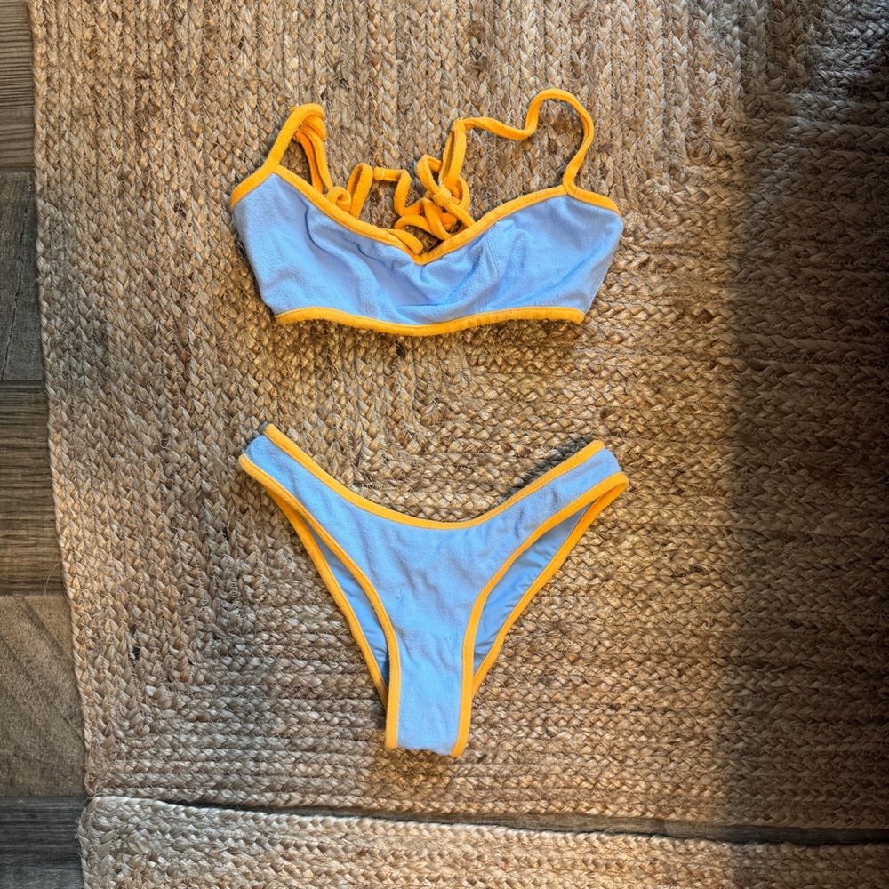 Frankie’s Bikinis Katarina Cheeky Bottom & Harmony Bralette Top - Terry Bluebird